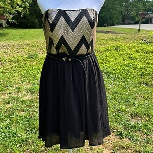 Takara Strapless Sequin Cocktail Dress